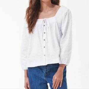 Barbour Delphinium Top White Size 12 NWT - Note Flaw